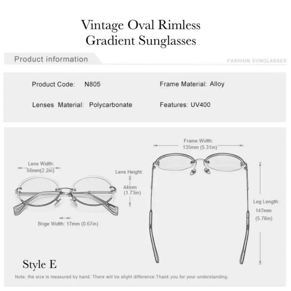 KINGSEVEN Retro Orange Rimless Gradient Sunglasses - Picture 16 of 16